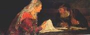 Esther and Mordechai writing the second letter of Purim Aert de Gelder